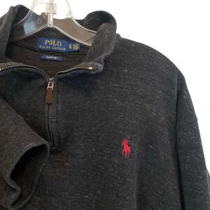 Polo Ralph Lauren Men XL Pullover Estate Rib 1/4 Zip Black Sweater‎ Mock Neck